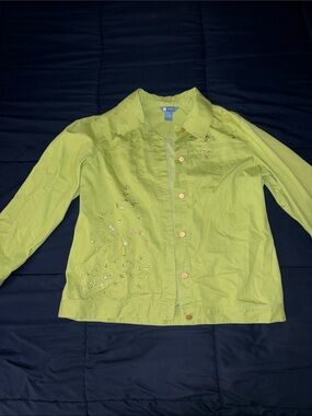 Koret Lime Green Embroidered Button Jacket
